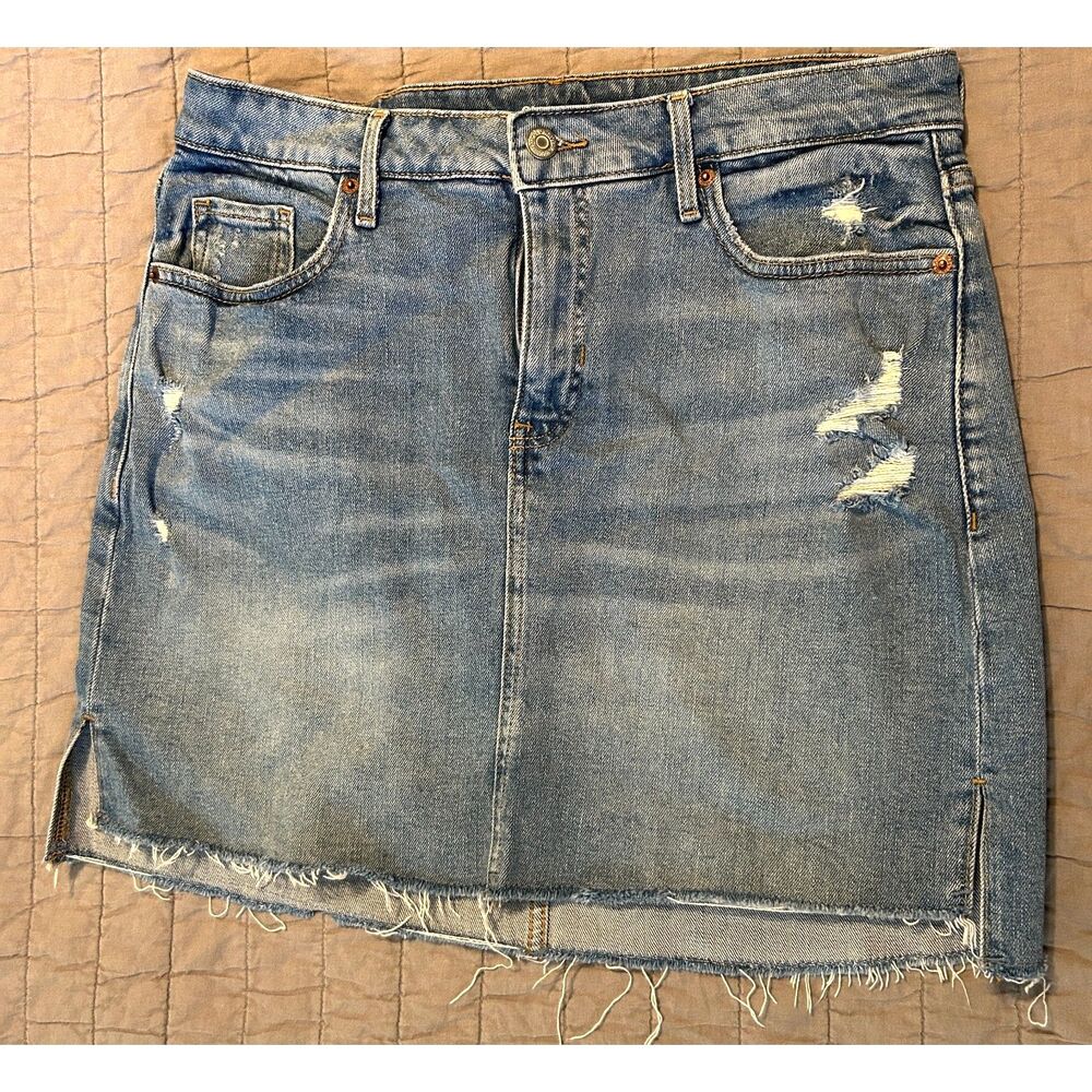 Old Navy Women's High-Rise Secret-Smooth Pockets Mini Denim Skirt Size 10 Jeans